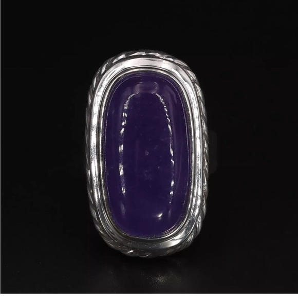 Silver Ring with large Purple JADE Stone 6 - Picture 2 of 6